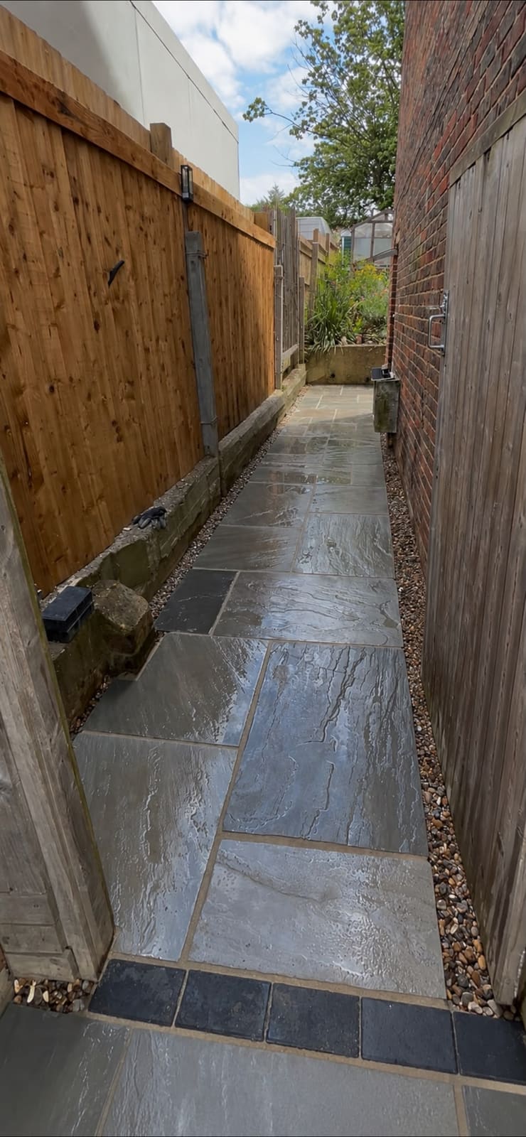 Indian Sandstone Path & Sleepers — Patios & Pathways in Buckinghamshire